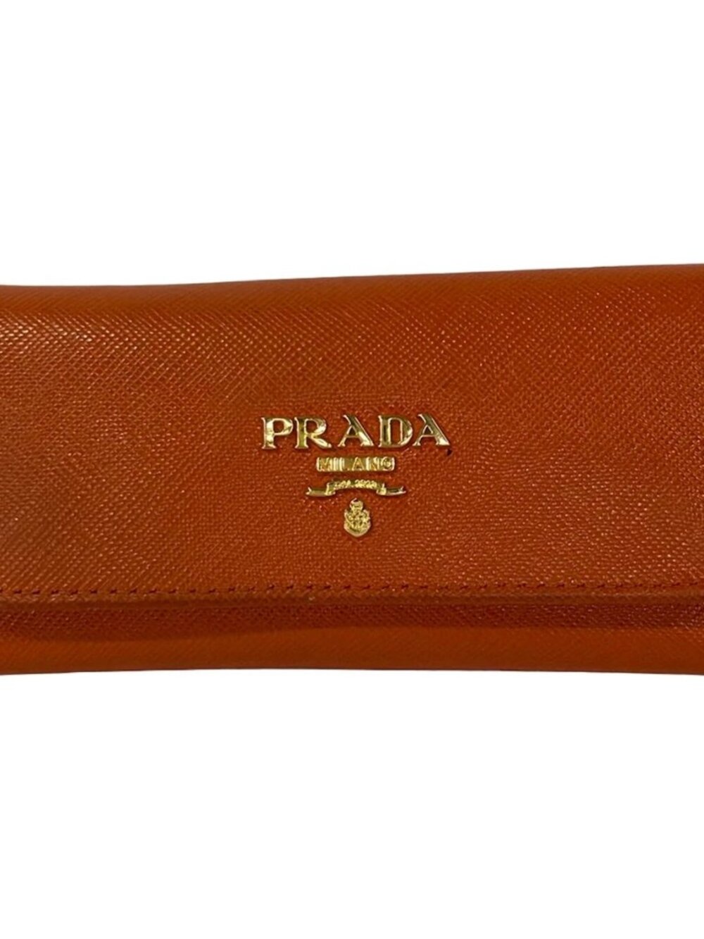 PRADA 1M0223 Orange Leather Key Case